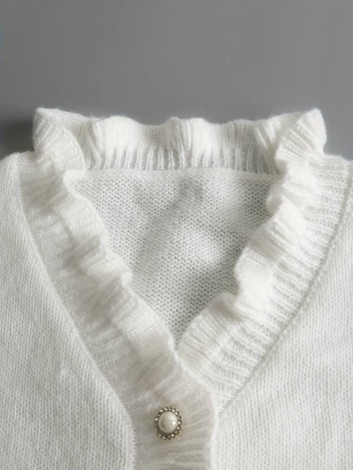 Mara | Plain Sweater With V-Neck and Buttons