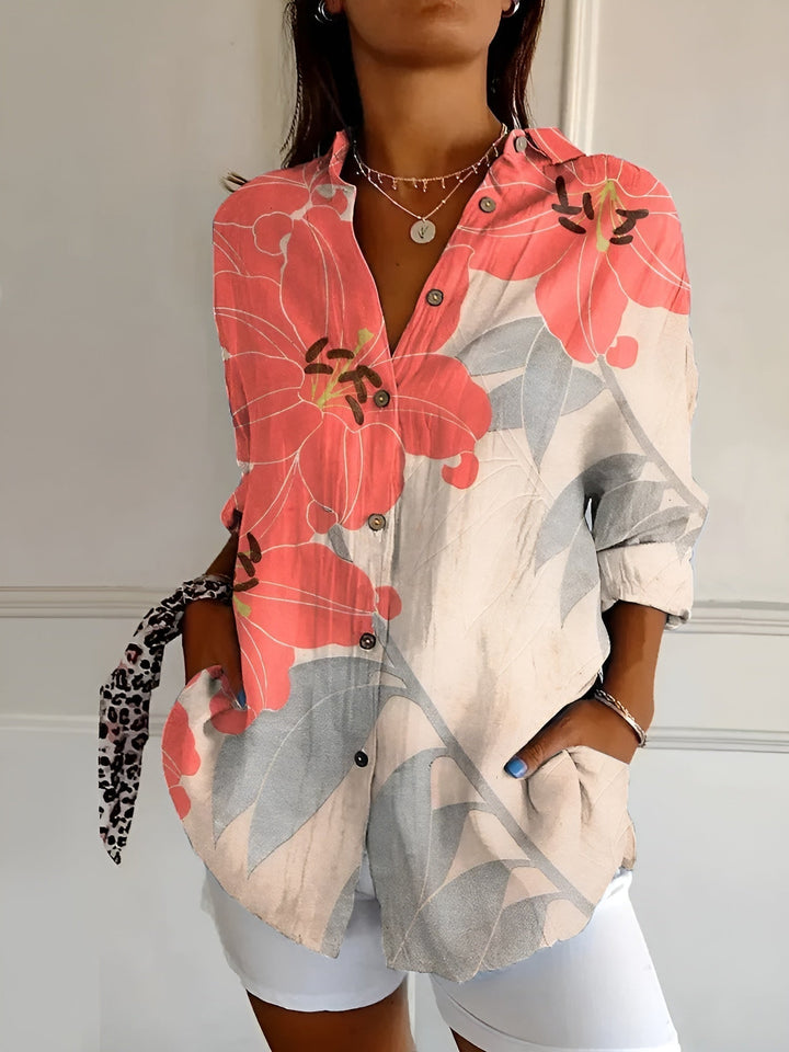 Maia | Floral Wave Cotton Blouse